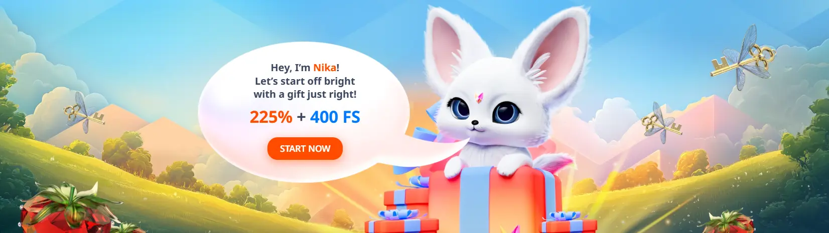 Current Nika Casino bonuses page showing the welcome package and promotional cards